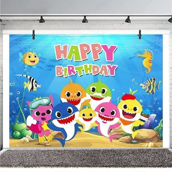 New! Baby Shark Backdrop for Party - Picture 5 of 6
